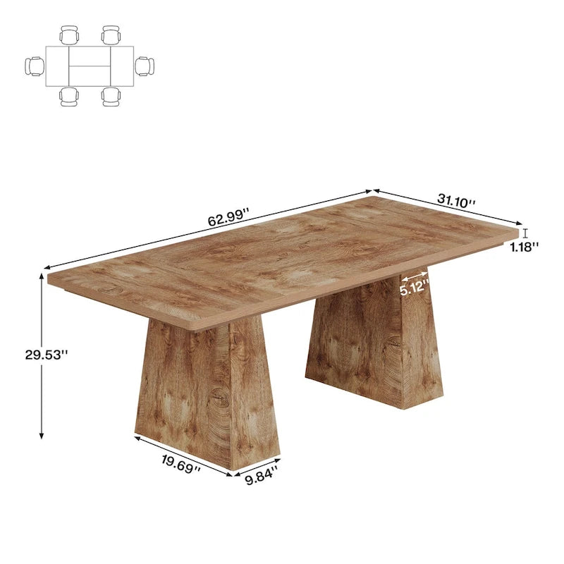 Rustic Brown / Grey / Black / Natural, With or Without Shelf, Rectangular Dining Table for 4–6