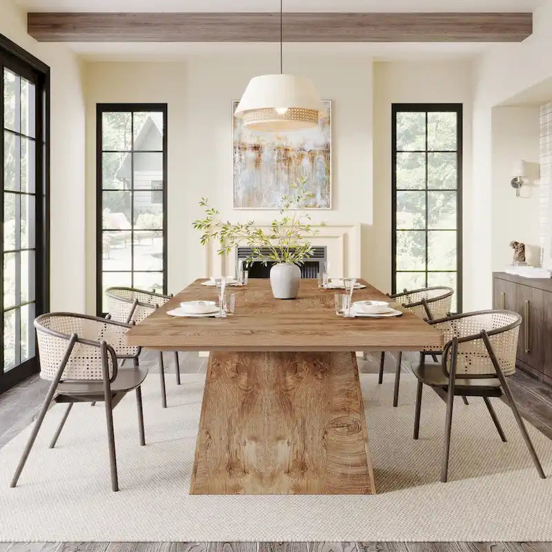 Rustic Brown / Grey / Black / Natural, With or Without Shelf, Rectangular Dining Table for 4–6