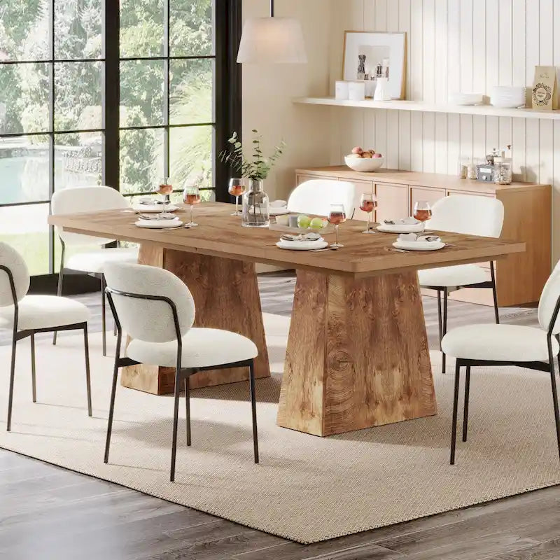 Rustic Brown / Grey / Black / Natural, With or Without Shelf, Rectangular Dining Table for 4–6