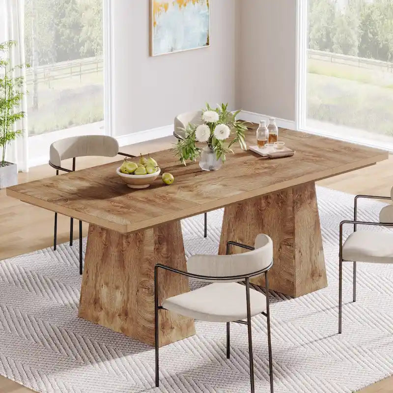 Rustic Brown / Grey / Black / Natural, With or Without Shelf, Rectangular Dining Table for 4–6