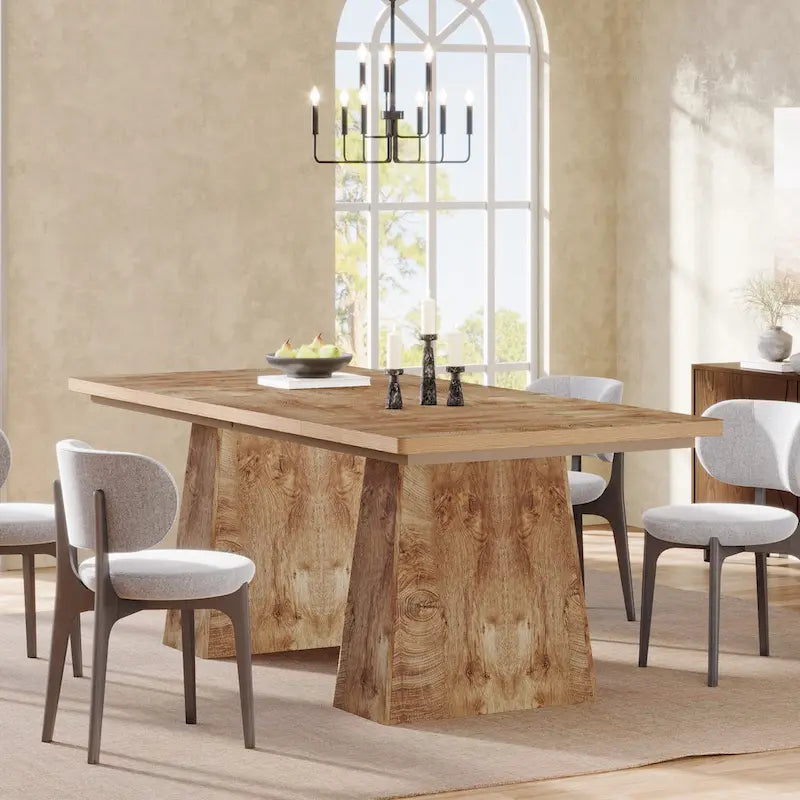 Rustic Brown / Grey / Black / Natural, With or Without Shelf, Rectangular Dining Table for 4–6