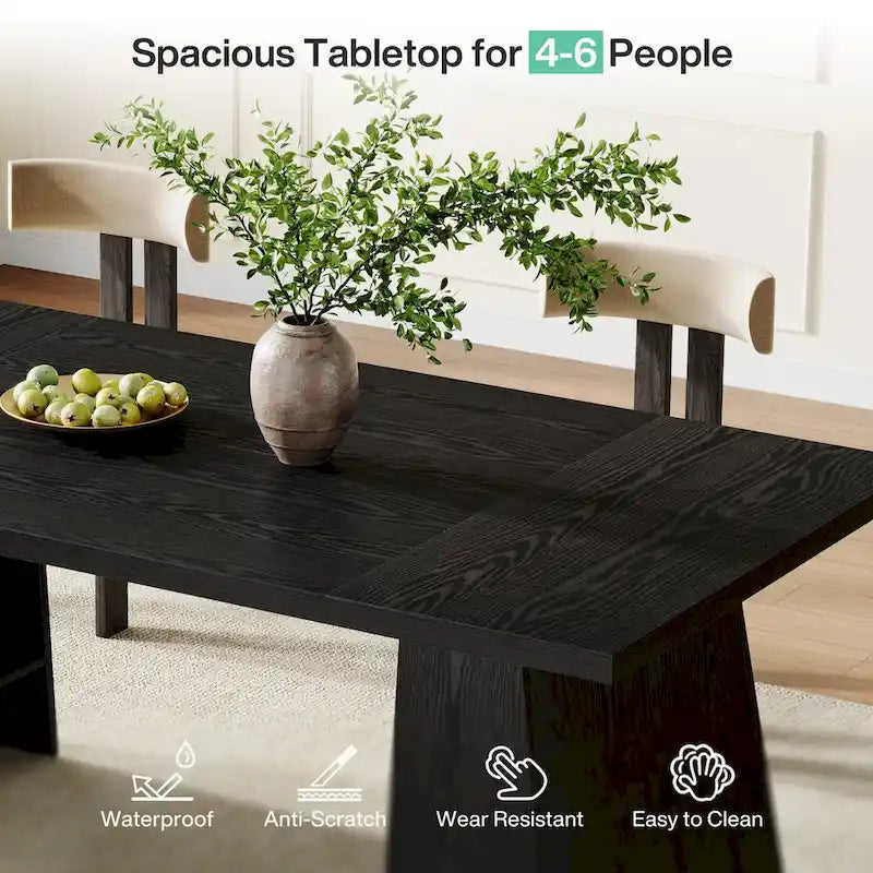 Rustic Brown / Grey / Black / Natural, With or Without Shelf, Rectangular Dining Table for 4–6