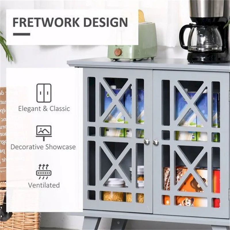 Anti-Toppling Wood Kitchen Storage Cabinet with Doors - N/A