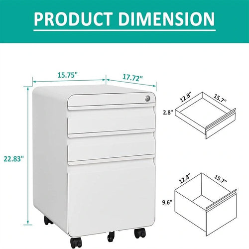 3 Drawer Mobile File Cabinet
