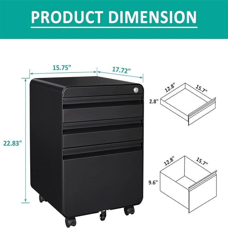 3 Drawer Mobile File Cabinet