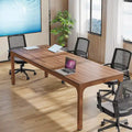 Coffee Brown / White & Gold, Rectangular, Seats 6, 6.5FT Conference Table with Metal Legs