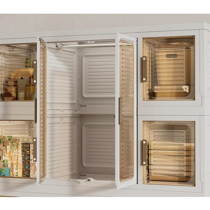 White Portable Wardrobe Closet, 12-Cube & 2 Hanging Rods, 1-Person