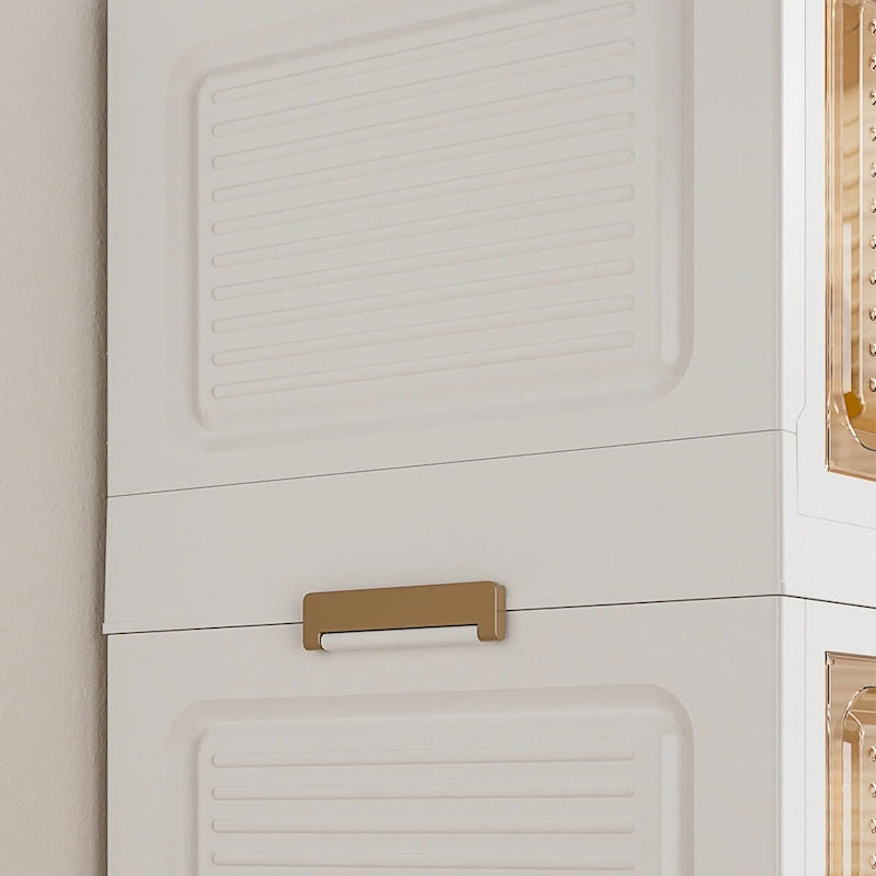 White Portable Wardrobe Closet, 12-Cube & 2 Hanging Rods, 1-Person