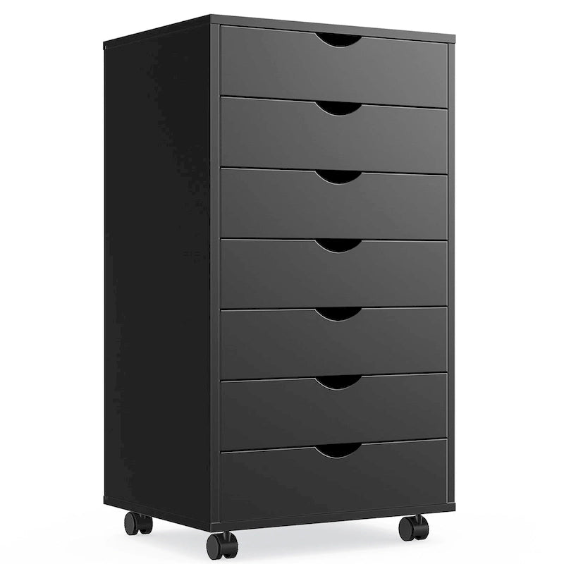 Black 7-Drawer Storage Chest with Wheels, Single-Unit