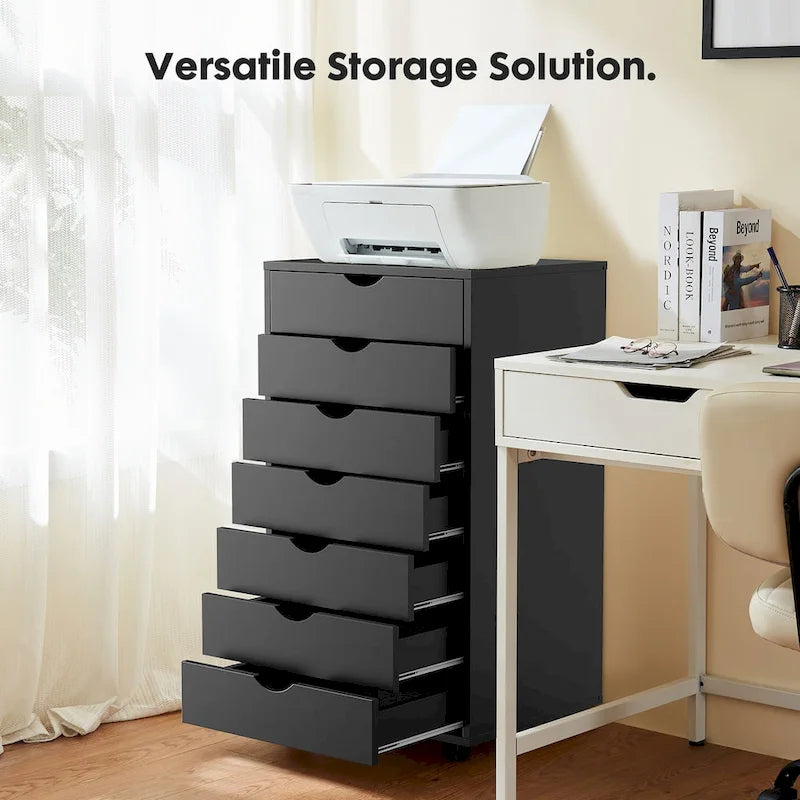 Black 7-Drawer Storage Chest with Wheels, Single-Unit