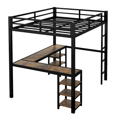 Full Metal Loft Bed with Desk