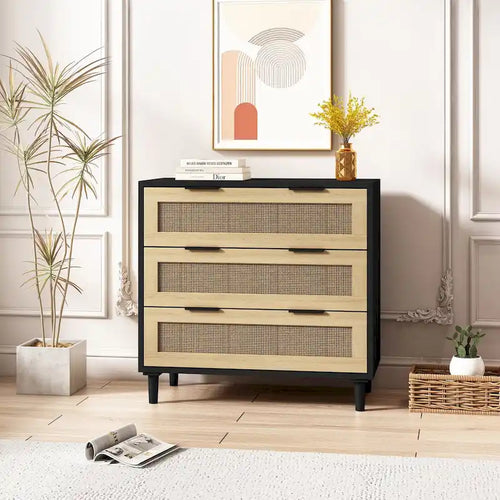 31.503-Drawers Rattan Storage Cabinet