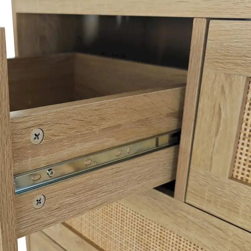 Natural 4-Drawer Rattan Storage Cabinet, Single