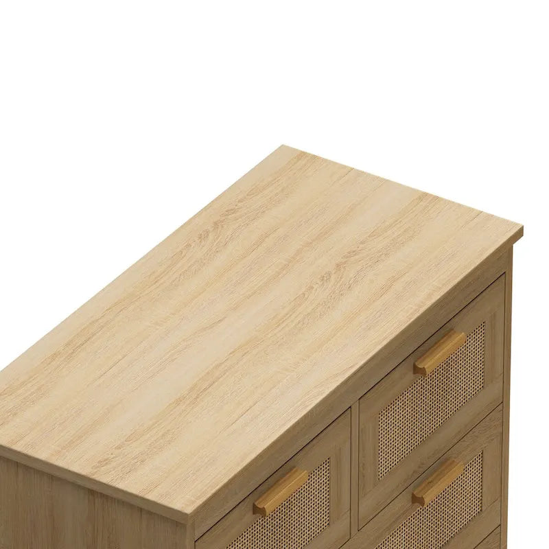 Natural 4-Drawer Rattan Storage Cabinet, Single