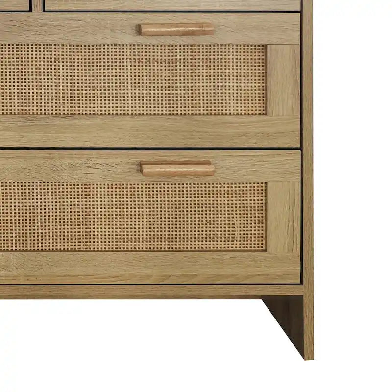 Natural 4-Drawer Rattan Storage Cabinet, Single