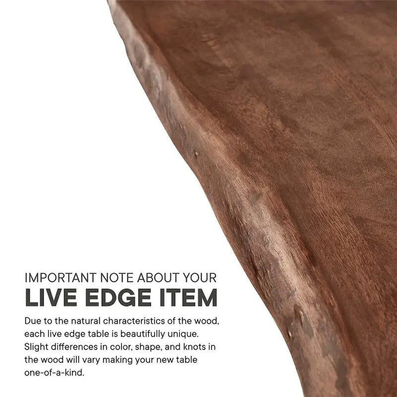 Walnut Live Edge Acacia Wood Dining Table, Seats 8