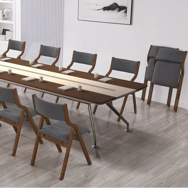 Walnut Folding Dining Chair, Set of 2 – Wood Frame & Fabric Seat