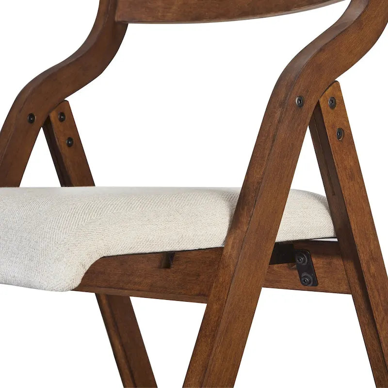 Walnut Folding Dining Chair, Set of 2 – Wood Frame & Fabric Seat