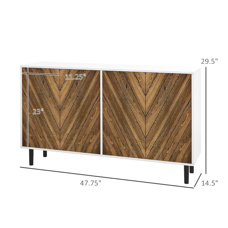 Brown Buffet Cabinet with Double Door Storage, 1-Person Assembly