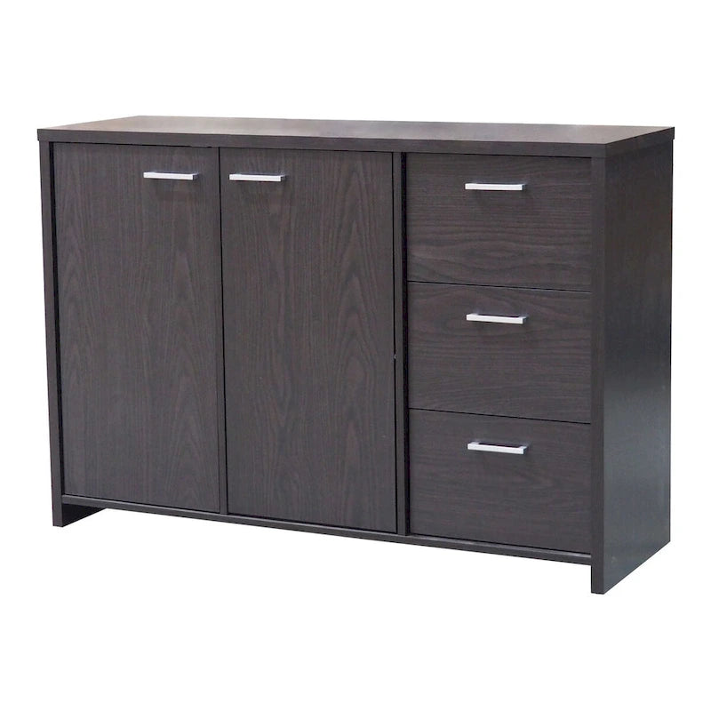 Oak Chocolate Sideboard Buffet Cabinet, 2 Doors & 3 Drawers