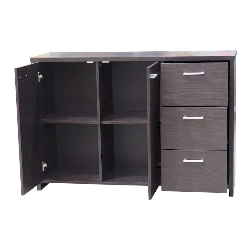 Oak Chocolate Sideboard Buffet Cabinet, 2 Doors & 3 Drawers