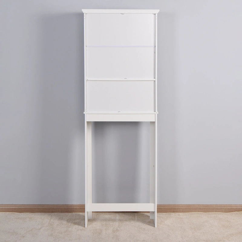 White Painted Shutter-Door Over-Toilet Storage Cabinet, 1-Person Household