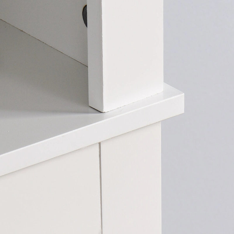White Painted Shutter-Door Over-Toilet Storage Cabinet, 1-Person Household