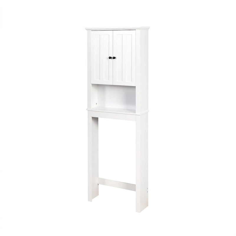 White Painted Shutter-Door Over-Toilet Storage Cabinet, 1-Person Household