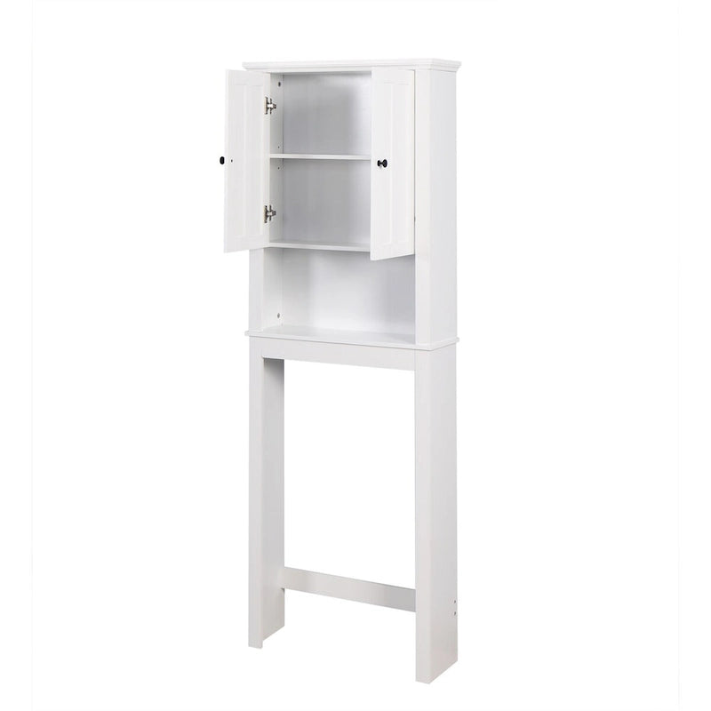 White Painted Shutter-Door Over-Toilet Storage Cabinet, 1-Person Household