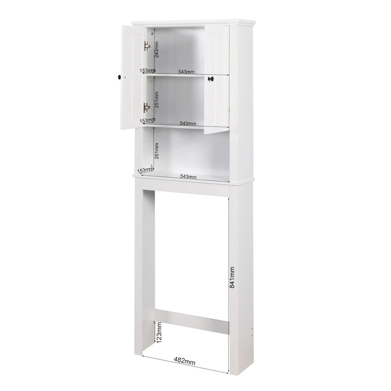 White Painted Shutter-Door Over-Toilet Storage Cabinet, 1-Person Household