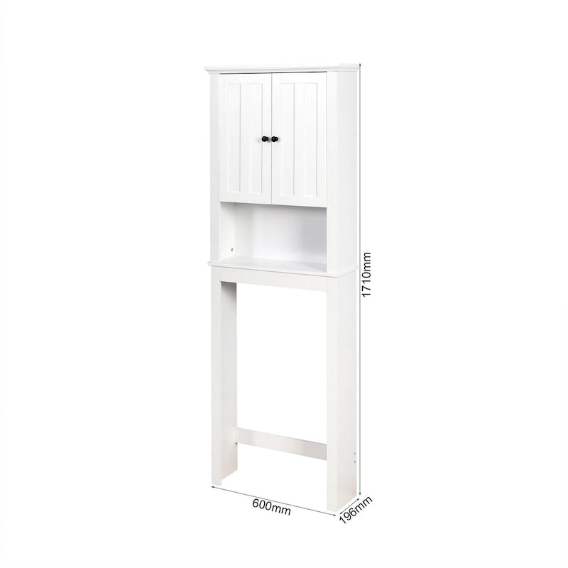White Painted Shutter-Door Over-Toilet Storage Cabinet, 1-Person Household