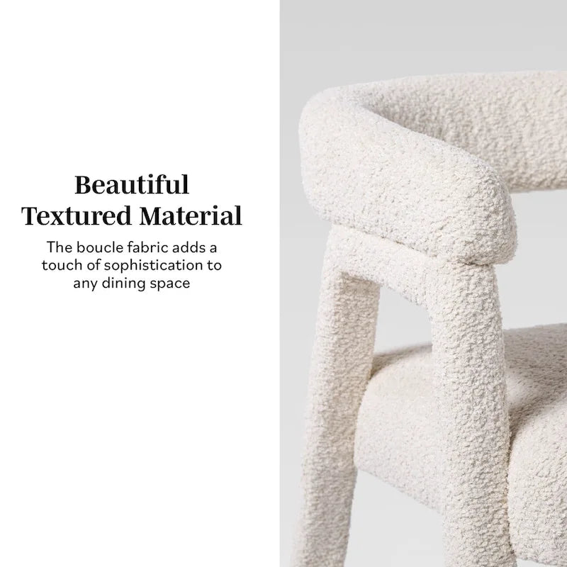 Middlebrook Modern Boucle Curved Solid Wood Dining Chair (Set of 2)