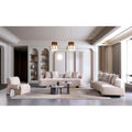Beige / Olive Green Chenille Mid-Century Modern Sofa Set for 3, Set of 3
