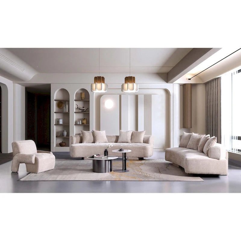 3 Piece Modern Verandah Chenille Multi Sofa Set