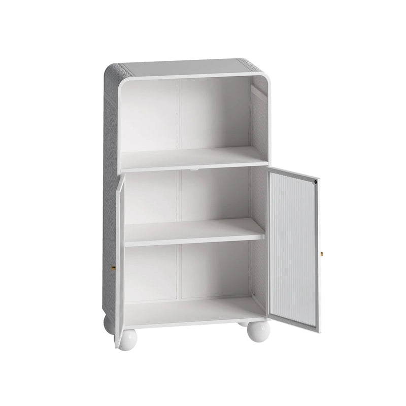 Green/White Freestanding Floor Storage Cabinet with Glass Door, Single-Person Use