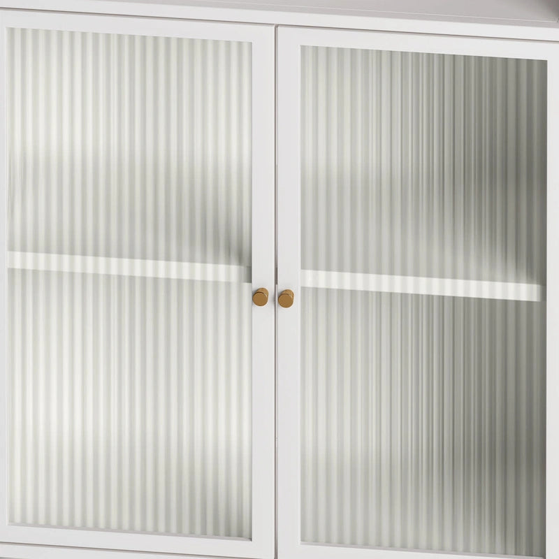 Green/White Freestanding Floor Storage Cabinet with Glass Door, Single-Person Use