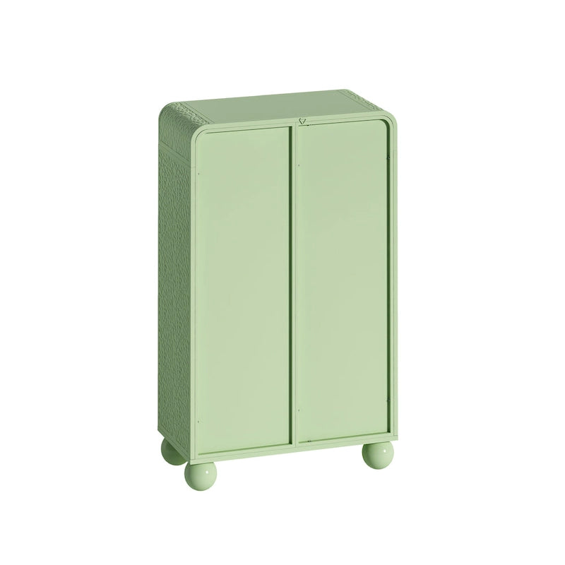 Green/White Freestanding Floor Storage Cabinet with Glass Door, Single-Person Use