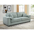 Light Green / Beige 3-Seater Sofa Bed with Storage, Faux Leather, Tufted