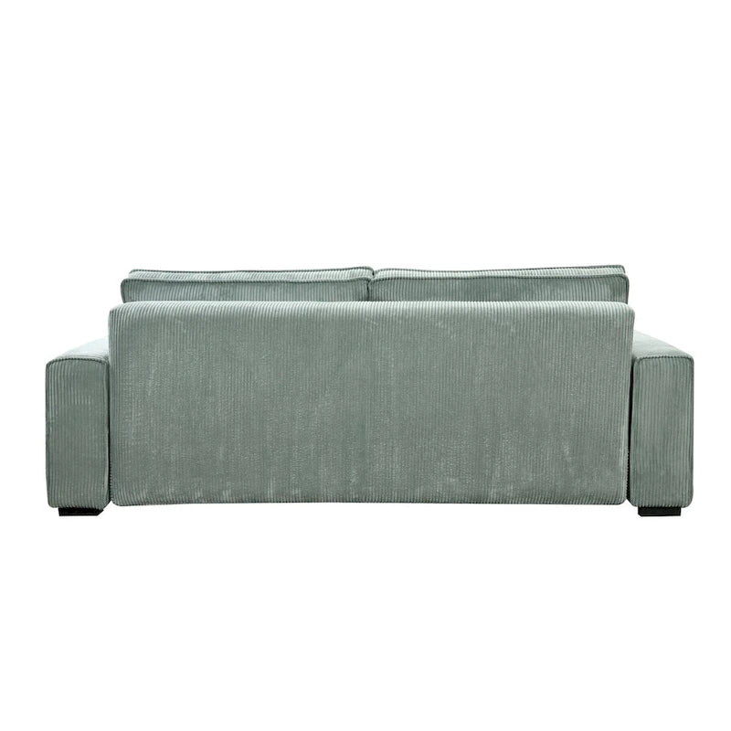 Light Green / Beige 3-Seater Sofa Bed with Storage, Faux Leather, Tufted