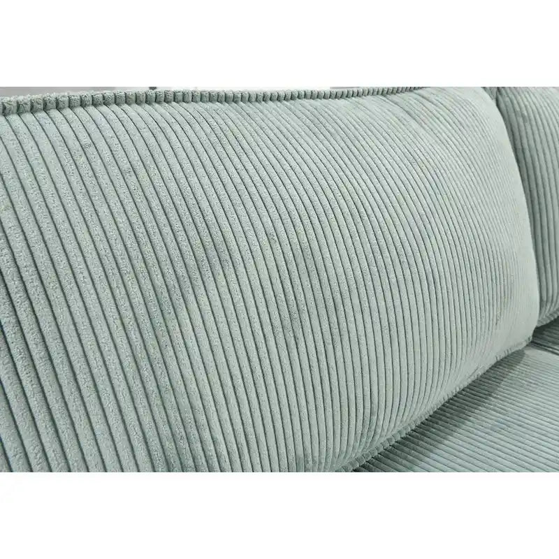 Light Green / Beige 3-Seater Sofa Bed with Storage, Faux Leather, Tufted