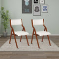White/Cherry & Grey/Cherry Fabric Foldable Dining Chair, Set of 2