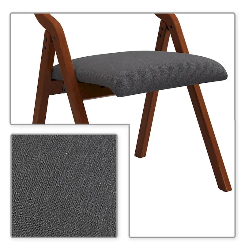 White/Cherry & Grey/Cherry Fabric Foldable Dining Chair, Set of 2