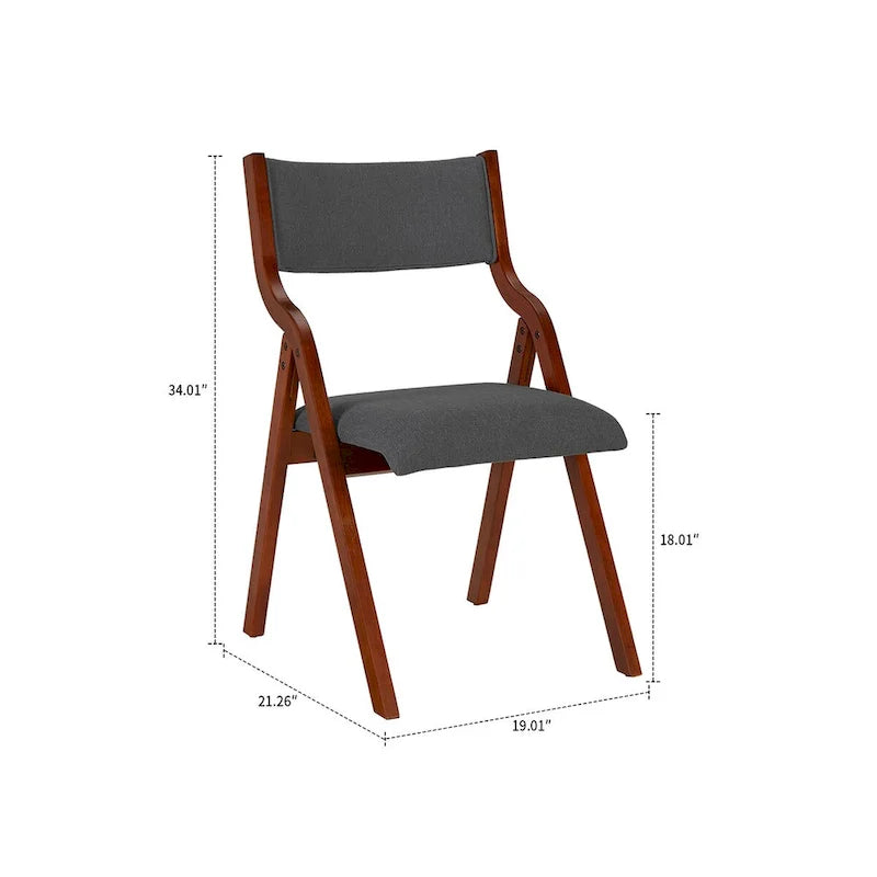 White/Cherry & Grey/Cherry Fabric Foldable Dining Chair, Set of 2