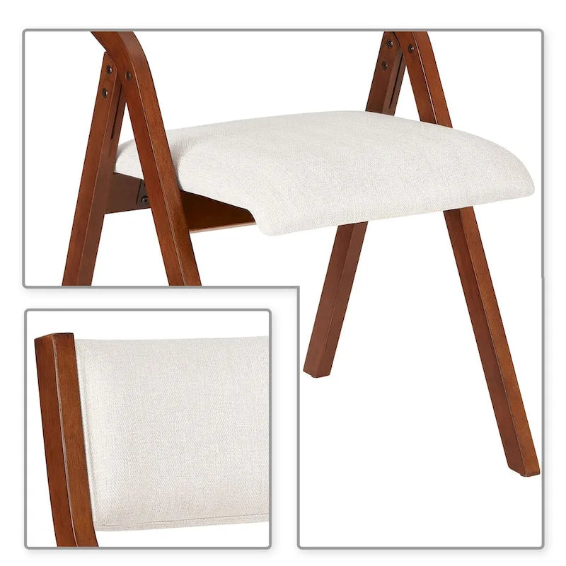 White/Cherry & Grey/Cherry Fabric Foldable Dining Chair, Set of 2