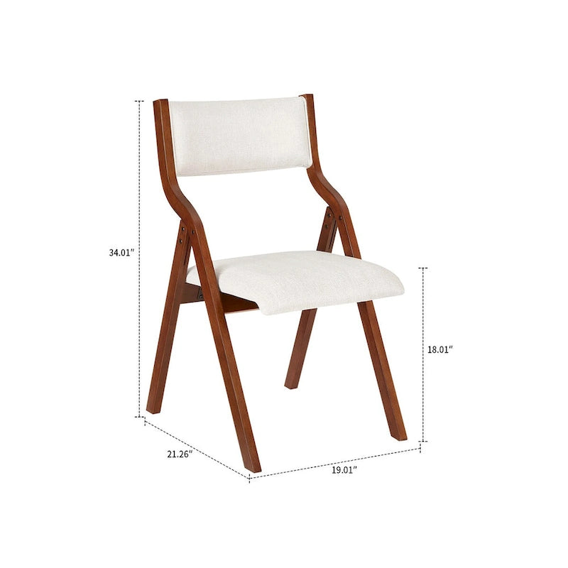 White/Cherry & Grey/Cherry Fabric Foldable Dining Chair, Set of 2