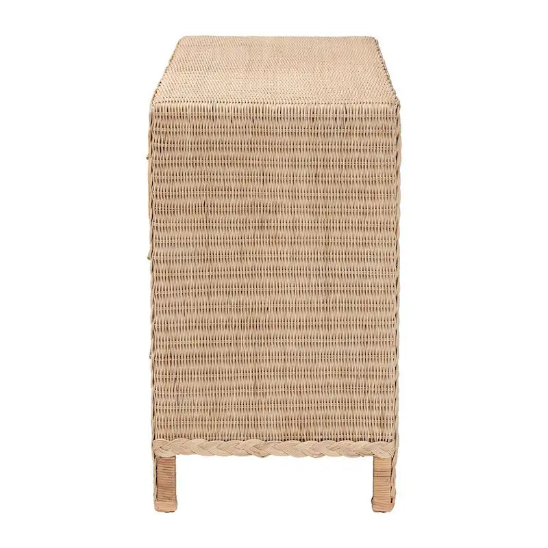 Sun-Bleached Rattan 6-Drawer Dresser, Brown, Japandi Style