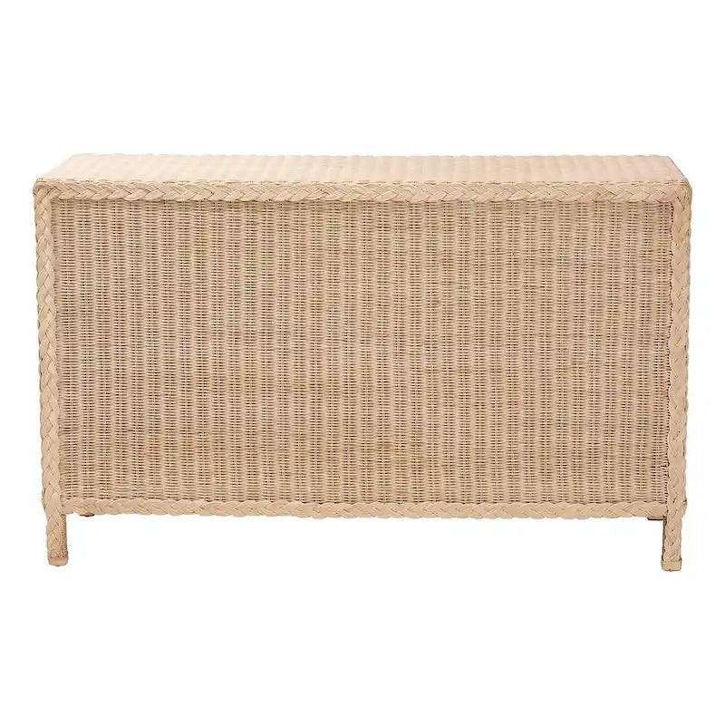 Sun-Bleached Rattan 6-Drawer Dresser, Brown, Japandi Style