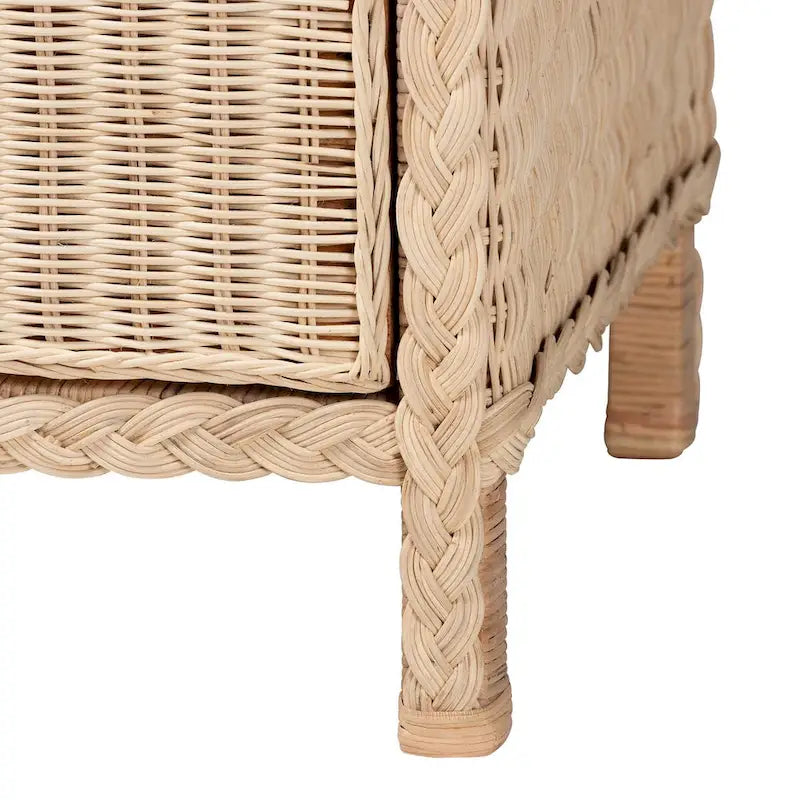Sun-Bleached Rattan 6-Drawer Dresser, Brown, Japandi Style