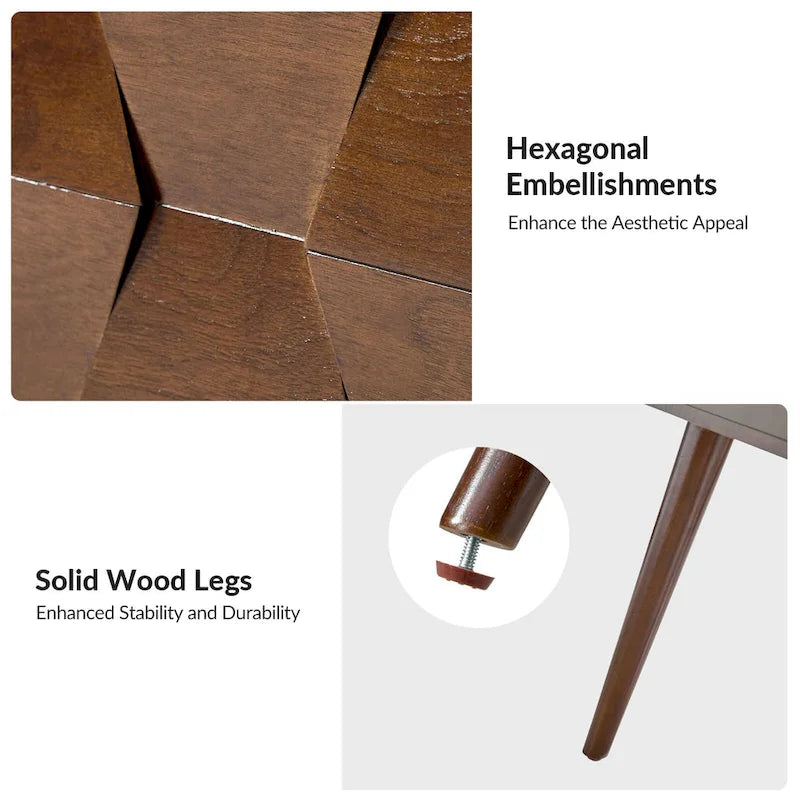 Acorn / Black / Walnut / Seadrift Mid-Century Modern End Table with Charging Station, Set of 2