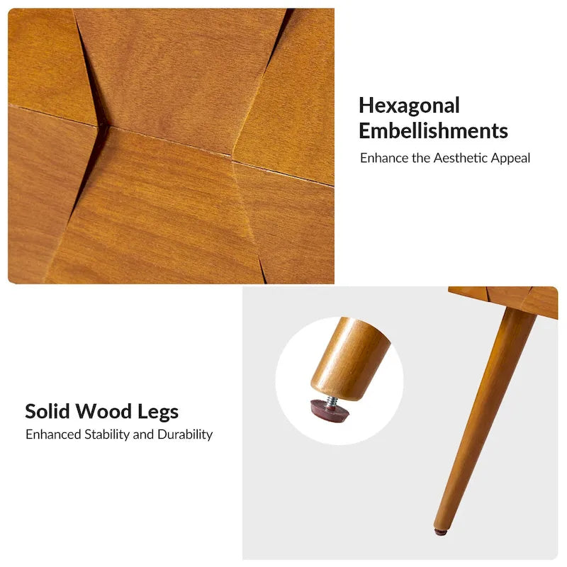 Acorn / Black / Walnut / Seadrift Mid-Century Modern End Table with Charging Station, Set of 2